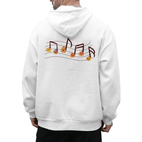 Fall Music Teacher Halloween Pumpkin Music Note Fall Teacher Men's Hoodie Back Print - teacherstshirts.com UK