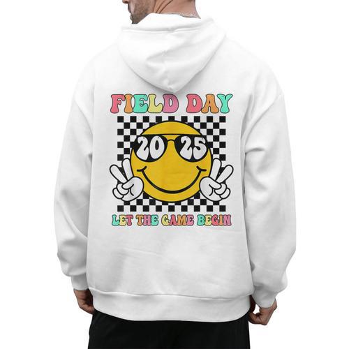 Field Day 2025 Let The Games Begin Yellow Team Teachers Kids Men's Hoodie Back Print - teacherstshirts.com CA