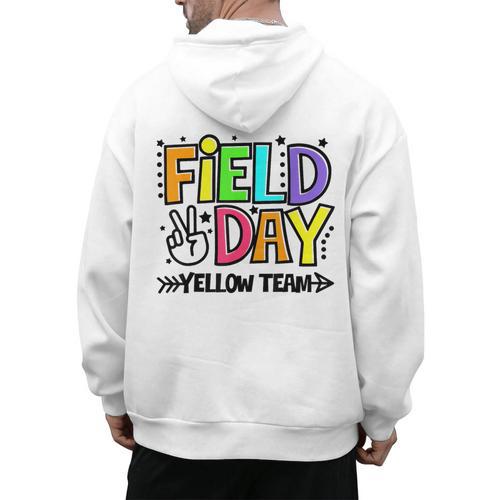 Field Day Yellow Team For Teacher Kids Field Day Games Men's Hoodie Back Print - teacherstshirts.com CA