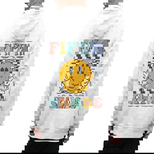 Fifth Grade Team Teachers Boys Girls Retro Smile 5th Grade Men&#x27;s Hoodie Back Print - teacherstshirts.com