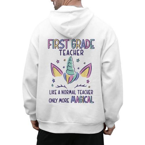 First Grade Teacher Definition Men's Hoodie Back Print - teacherstshirts.com