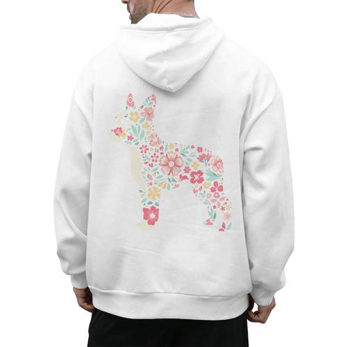 Floral FLower Boston Terrier Mom Grandma Men's Hoodie Back Print - Bostonterriersmerch.com