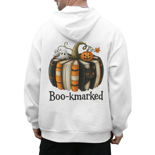 Fun Fall Book Lover Cute Teacher Student Halloween Men's Hoodie Back Print - teacherstshirts.com UK
