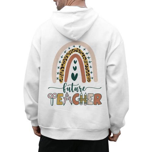 Future Teacher Boho Rainbow Leopard New Grad Student Men's Hoodie Back Print - teacherstshirts.com DE