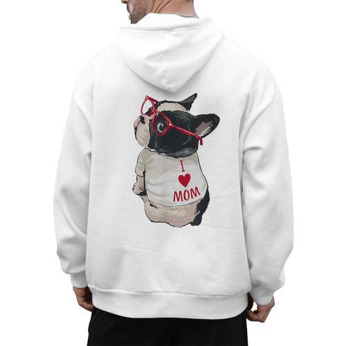 Girls I Heart Mom Love Mama Boston Terrier Dog Lover Men's Hoodie Back Print - Bostonterriersmerch.com