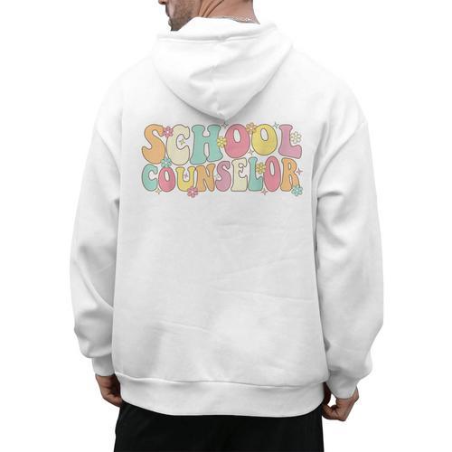 Groovy School Counselor Back To School Teacher Counseling Men's Hoodie Back Print - teacherstshirts.com AU