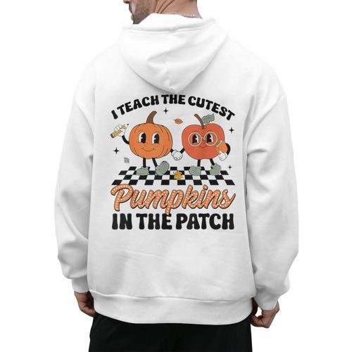 Groovy I Teach The Cutest Pumpkins In The Patch For Teacher Men's Hoodie Back Print - teacherstshirts.com DE