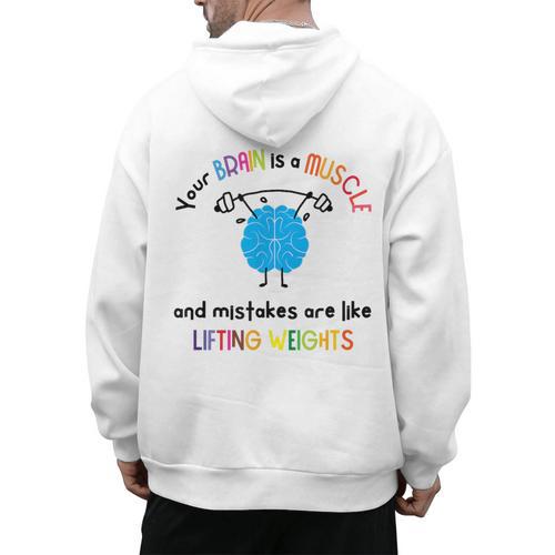 Growth Mindset Tee Teacher Quotes Men Women Kids Men's Hoodie Back Print - teacherstshirts.com DE