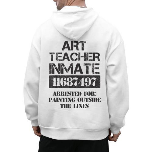 Halloween Art Teacher Prisoner Costume Men's Hoodie Back Print - teacherstshirts.com UK