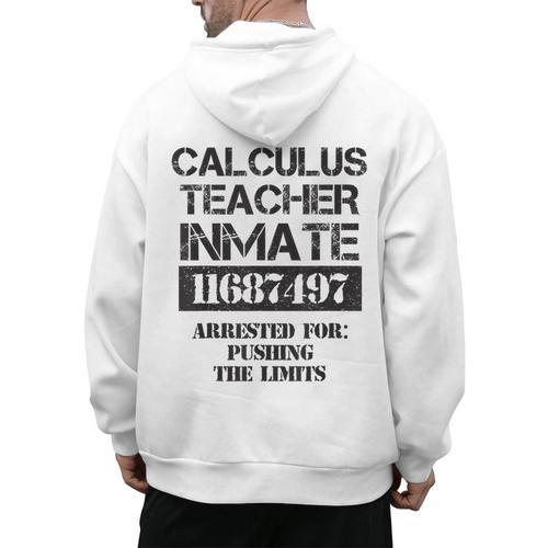 Halloween Calculus Teacher Prisoner Costume Men's Hoodie Back Print - teacherstshirts.com