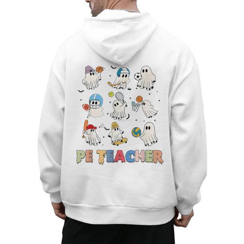 Halloween PE Teacher Spooky Physical Education Teacher Men's Hoodie Back Print - teacherstshirts.com AU