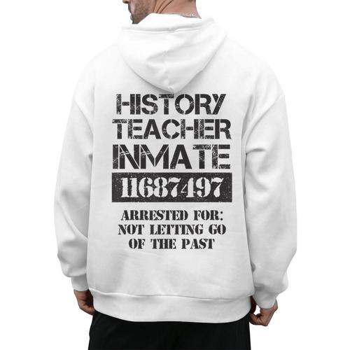 Halloween History Teacher Prisoner Costume Men's Hoodie Back Print - teacherstshirts.com UK