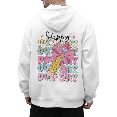 Happy Dot Day 2025 Coquette Bow Teachers Kids Boys Girls Men's Hoodie Back Print - teacherstshirts.com AU
