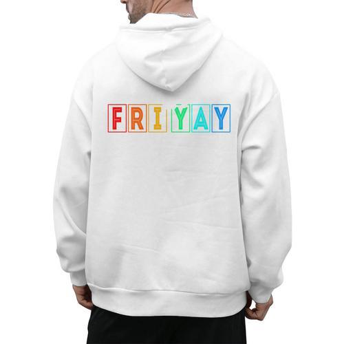 Happy Fri Yay Teacher Friday Men's Hoodie Back Print - teacherstshirts.com