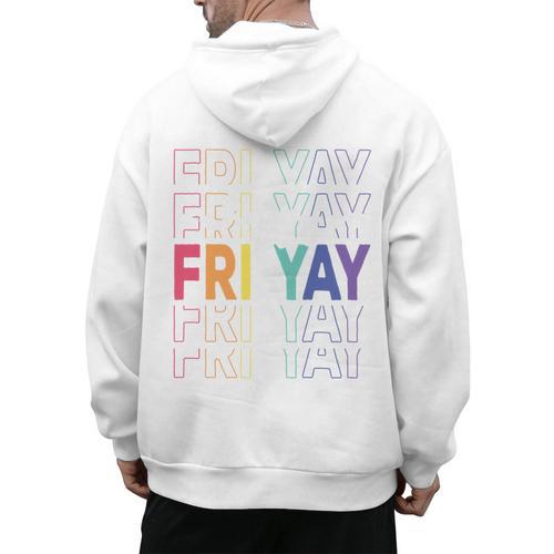 Happy Fri Yay Teacher Friday Saying Men's Hoodie Back Print - teacherstshirts.com