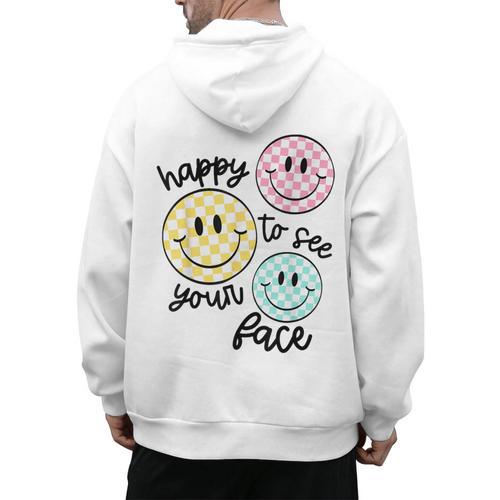 Happy To See Your Face Smile Face Teacher Back To School Men's Hoodie Back Print - teacherstshirts.com AU