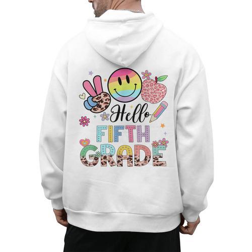 Hello 5th Grade Boy Girl Teacher Back To School 5th Grade Men's Hoodie Back Print - teacherstshirts.com CA