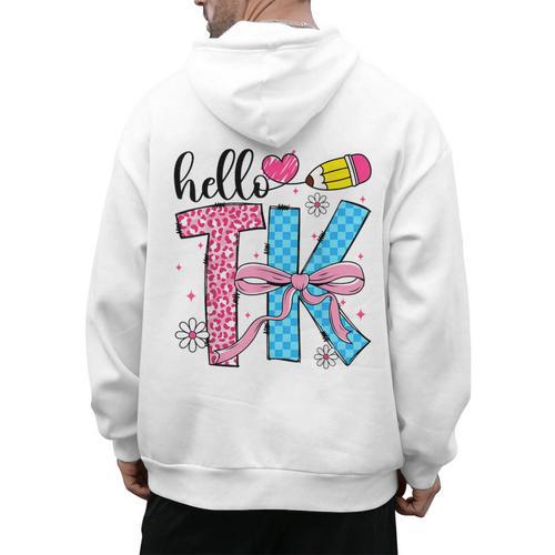 Hello TK Transitional Kindergarten Back To School Teacher Men's Hoodie Back Print - teacherstshirts.com DE