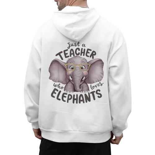 Just a Teacher Who Loves Elephants Elephant Lover Educator Men's Hoodie Back Print - teacherstshirts.com AU