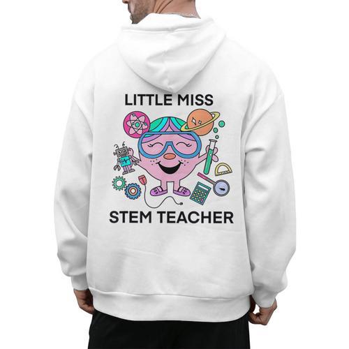 Little Miss Stem Teacher Men's Hoodie Back Print - teacherstshirts.com DE