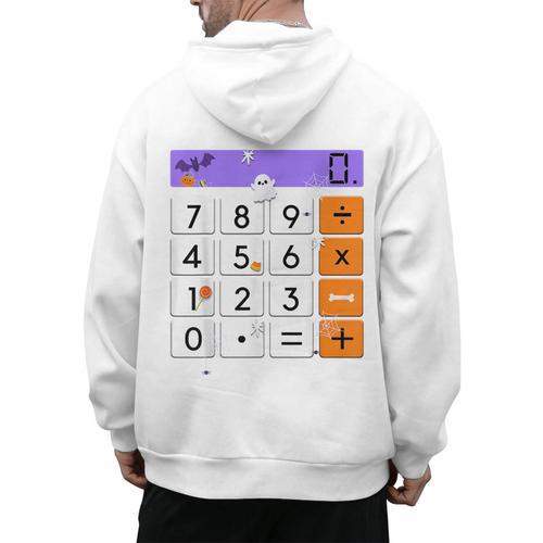 Math Teacher Halloween Costume Calculator Math Pun Men's Hoodie Back Print - teacherstshirts.com