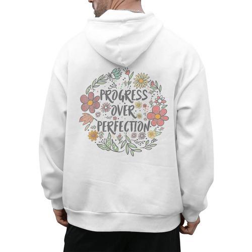 Motivational Progress Over Perfection Back To School Teacher Men's Hoodie Back Print - teacherstshirts.com DE