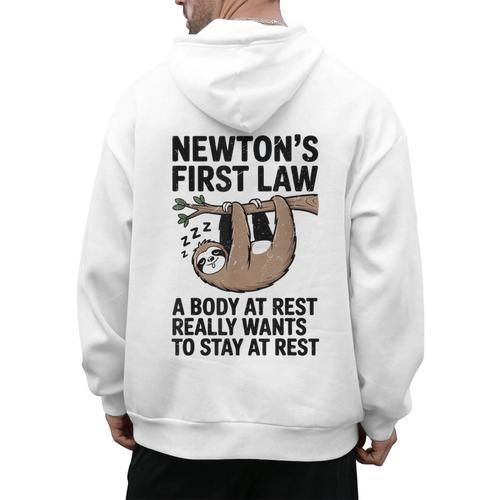 Newtons First Law Physics Jokes Science Teacher Men's Hoodie Back Print - teacherstshirts.com AU