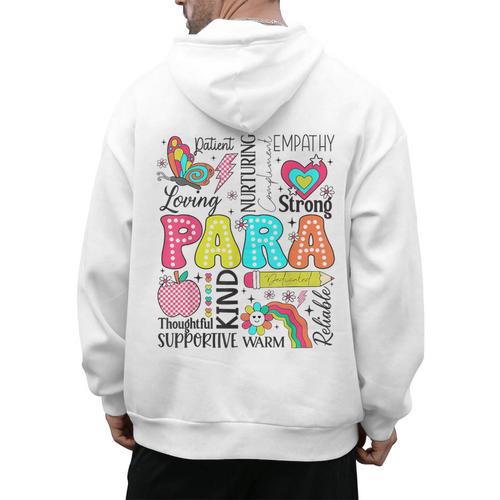 Para Paraprofessional Paraeducator Teacher Back To School Men's Hoodie Back Print - teacherstshirts.com