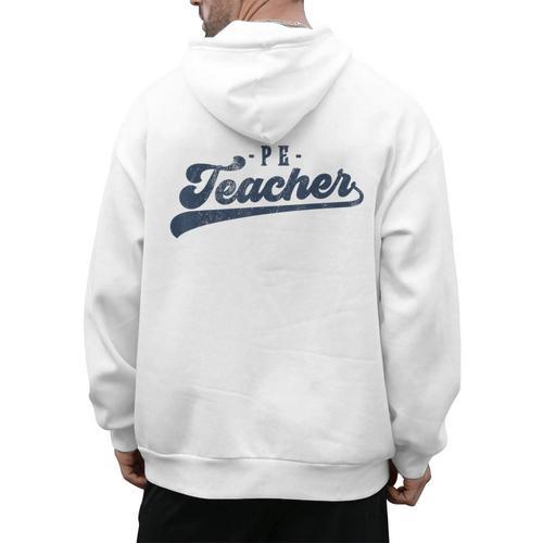 PE Teacher Cute Vintage Graphic Physical Education Teacher Men's Hoodie Back Print - teacherstshirts.com