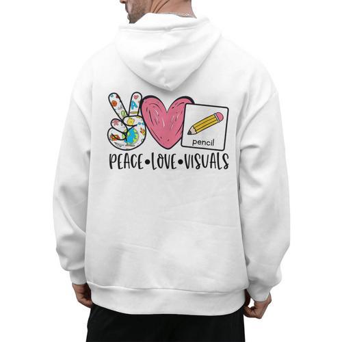 Peace Love Visuals Special Education Teacher Dream Team Men's Hoodie Back Print - teacherstshirts.com