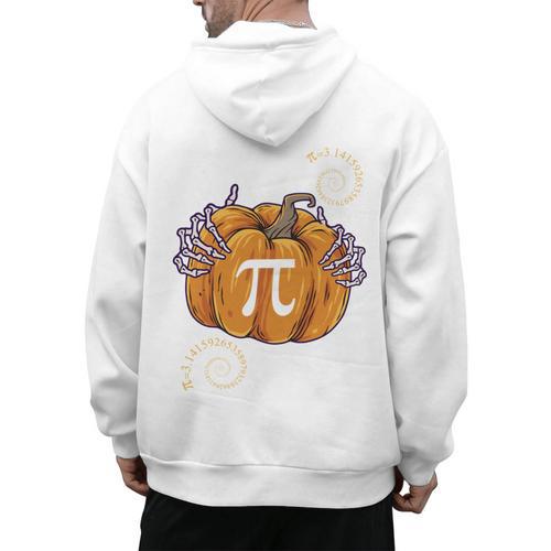 Pi Day Pumpkin Pi Math Teacher Halloween Costume Men's Hoodie Back Print - teacherstshirts.com