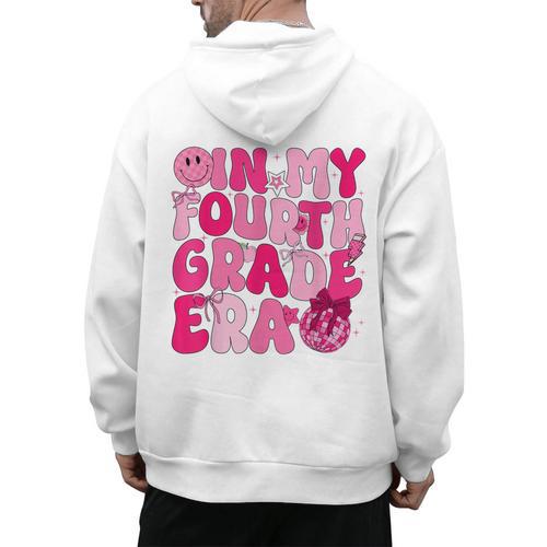 Pink Fourth Grade Era 4th Back To School Grade Teacher Men's Hoodie Back Print - teacherstshirts.com