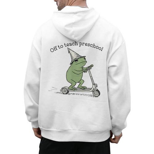 Pre K Grade Teacher Frog Back To School Preschool Men's Hoodie Back Print - teacherstshirts.com