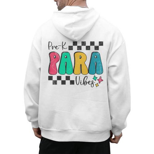 Pre-K Paraprofessional Teacher Back To School Vibes Men's Hoodie Back Print - teacherstshirts.com UK