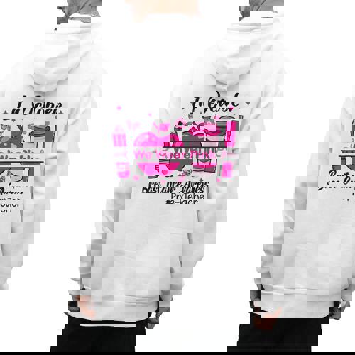 Pre-k Teacher In October We Wear Pink Breast Cancer Men&#x27;s Hoodie Back Print - teacherstshirts.com