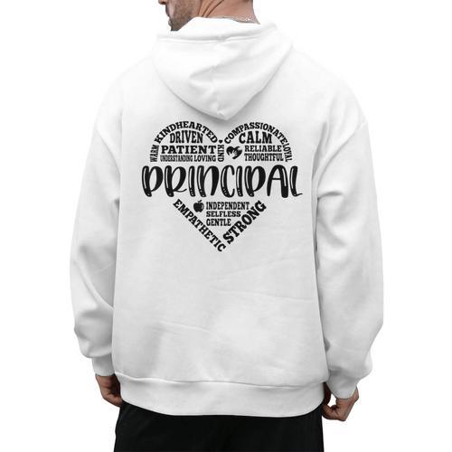 Principal Heart Life School Principal Teacher Appreciation Men's Hoodie Back Print - teacherstshirts.com UK