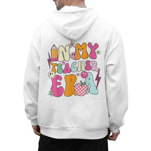 Retro Groovy In My Teaching Era Best Teacher Appreciation Men's Hoodie Back Print - teacherstshirts.com UK