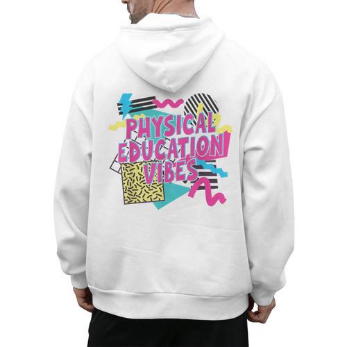 Retro Physical Education Vibes Gym Teacher Phys Ed Teacher Men's Hoodie Back Print - teacherstshirts.com CA