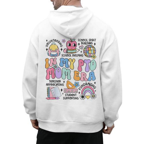 Retro In My PTO Mom Era Parent Organization Team Teacher Men's Hoodie Back Print - teacherstshirts.com