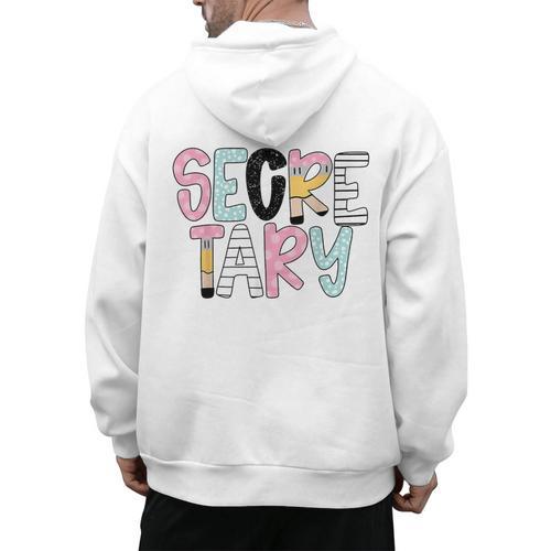 Retro Secretary Back To School Teacher Appreciation Men's Hoodie Back Print - teacherstshirts.com