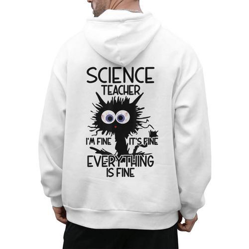 Science Teacher Appreciation Merch -Adults -Youth Grey Classic Fit Modern Science Theme Cartoon Men's Hoodie Back Print - teacherstshirts.com