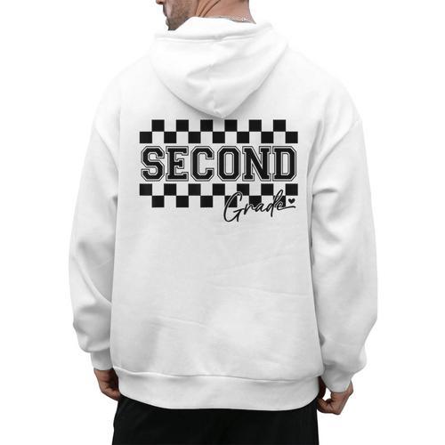 Second Grade Checkered Teacher 1st Day Back To School Women Men's Hoodie Back Print - teacherstshirts.com UK