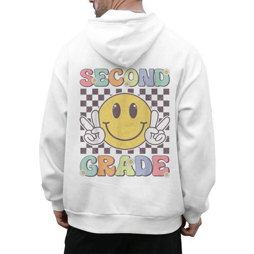 Second Grade Teachers Boys Girls Smile Face 2nd Grade Team Men's Hoodie Back Print - teacherstshirts.com AU