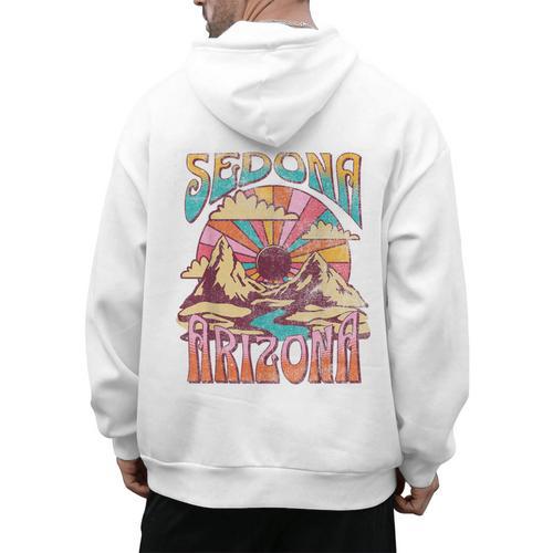 Sedona Arizona Nature Hiking Mountains Outdoors Vintage Men's Hoodie Back Print - Bostonterriersmerch.com