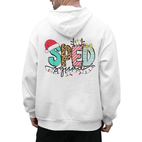 SPED Squad Special Education Teacher Autism Christmas Women Men's Hoodie Back Print - teacherstshirts.com CA
