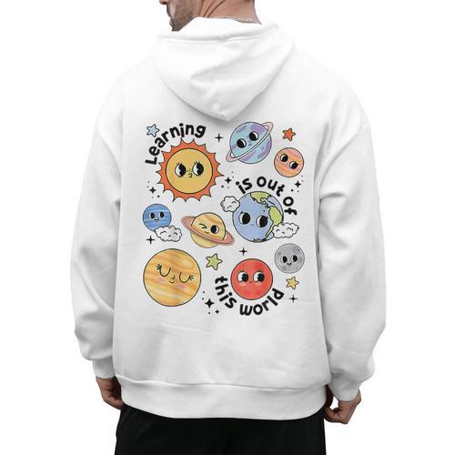 Teacher Space Science Learning Is Out Of World Solar System Men's Hoodie Back Print - teacherstshirts.com AU