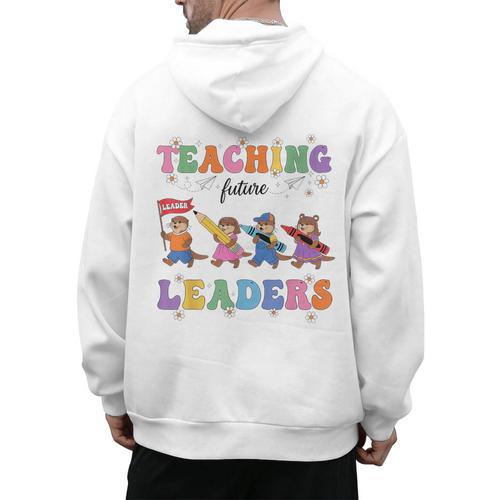 Teaching Future Leaders Otter Back To School Teacher Men's Hoodie Back Print - teacherstshirts.com