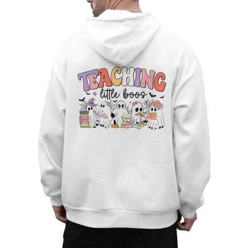 Teaching My Little Boos Teacher Ghost Teacher Halloween For Men Women Kids Men's Hoodie Back Print - teacherstshirts.com UK