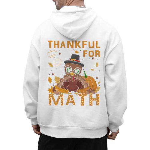 Thankful Math Turkey Teacher Happy Thanksgiving Men's Hoodie Back Print - teacherstshirts.com