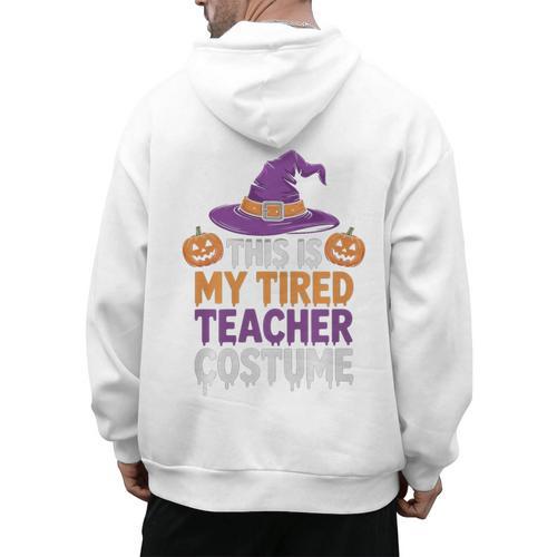 This Is My Tired Teacher Costume Halloween Premium Tri-Blend Men's Hoodie Back Print - teacherstshirts.com CA